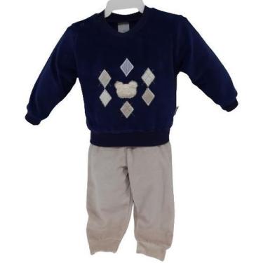 Imagem de Conjunto Plush Longo Bebê Menino Inverno Blusa + Calça 2806 - CHUQUINH