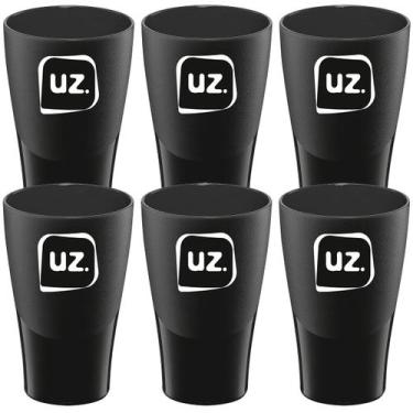 Imagem de Kit 6 Copos 300 ml Café Água Cerveja Alça Plástico Chopp - Uz, Preto