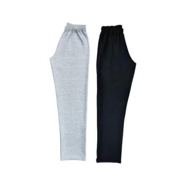 Imagem de Kit 2 Calças De Moletom Peluciado sem bolso unissex com barra reta - H