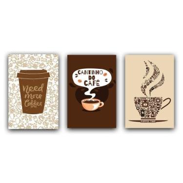 Imagem de Kit Placas Quadros Decorativos 3 pçs 20x30 Cantinho do café - SHD Sole