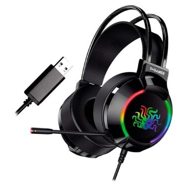 Imagem de Headset Gamer 5+ W5-2000, RGB, 7.1 Surround, Drivers 50mm, USB, Preto - 015-0084-Unissex