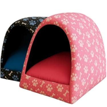 Imagem de Cama pra Cachorro e Gato Casinha Toca Iglu P a G + Almofada e Manta(1 Azul 1 Rosa + + Mantas,P)