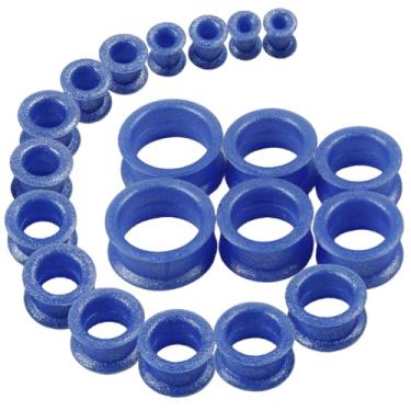 Imagem de WINSENET 20 peças de alargadores de orelha de silicone flexíveis 2G-25 mm alargadores macios alargadores de orelha alargadores de orelha alargadores de orelha pretos brincos piercings joias para