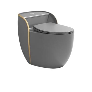 Imagem de Sanitário Cômoda de banheiro sifônica colorida em formato de ovo, cerâmica, peça única, compacta, com economia de água, para espaços pequenos(Gray gold,Pit distance 350mm)