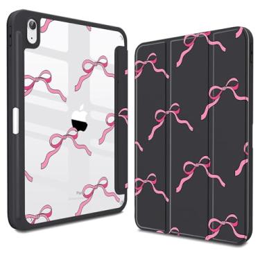 Imagem de CISSOOK Capa para iPad de 11 polegadas 2025 (A16)/iPad 10ª geração 2022, com suporte para Apple Pencil, despertar/hibernar automaticamente, base preta com laço rosa