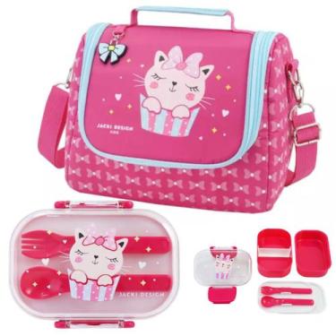 Imagem de Kit Bolsa Lancheira Térmica + Marmita Dupla C/ Talheres - Jacki Design