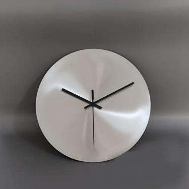 Imagem de Relógio de parede moderno minimalista industrial prata sala de estar sem número relógio de decoração de estúdio (cor: prata, tamanho: 35 * 35 * 2,2 cm)