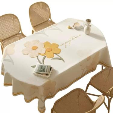 Imagem de Toalha de mesa oval de PVC toalha de mesa para casa, pintura a óleo, estilo oval, tapete de mesa (90 x 90 cm)