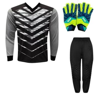 Imagem de Kit Goleiro Infantil Camisa Roma + Calça TRB + Luva DRB-Unissex