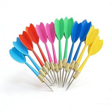 Imagem de Aissmmeio Jogo de dardos de ponta de aço, conjunto de dardos coloridos, brinquedo de voos de plástico multicolorido, cabeças de cobre, setas de dardos, dardos divertidos, aderência aprimorada perfeita