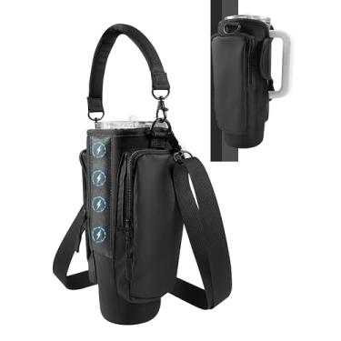 Imagem de JACZZO Bolsa de ginástica magnética para copo Stanley, suporte de garrafa de água de 850 g, presentes de academia, acessórios de academia para mulheres (preto) atualizada