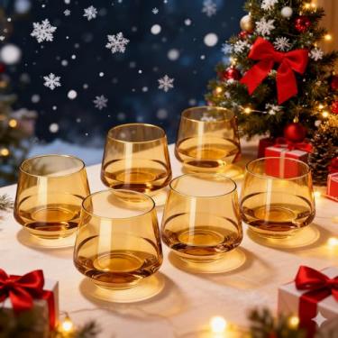 Imagem de Colorsavant Conjunto de taças de vinho âmbar sem haste âmbar de 170 a 400 ml para vinho, água, coquetéis – Utensílios elegantes para bar em casa, festas