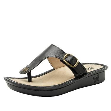 Imagem de Sandália feminina Alegria Vella – Conforto atemporal, suporte de arco e estilo de viagem – Chinelo casual para elegância diária – Sandália de couro leve, Tinta, 9.5-10