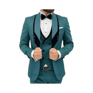 Imagem de Terno De Casamento Formal Masculino Azul Royal Com Colete E Calça, Lap