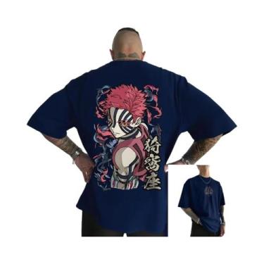 Imagem de Camiseta Oversized Masculina Akaza Demon Slayer Anime Em Algodão Manga