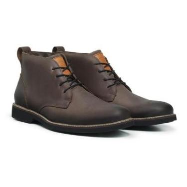 Imagem de Bota Masculina Couro Coturno Macia e Confortável Cano Curto-Masculino