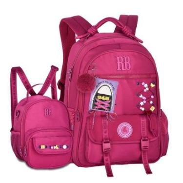 Imagem de Kit Mochila e Lancheira Escolar com cadarços Rebecca Bonbon-Feminino