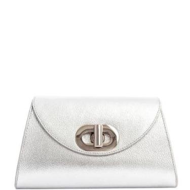 Imagem de Bolsa Feminina Prata Leopoldine Couro Legítimo com Alça Corrente Prata e Tiracolo Removível-Feminino