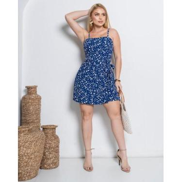 Imagem de Vestido Macaquinho Shorts Saia Alças Finas com Elastex nas Costas - - 