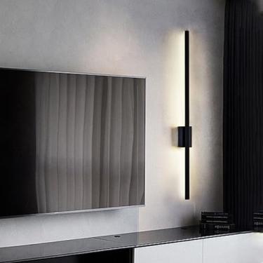 Imagem de GZZBMY Lâmpadas de Parede Interior LED Moderno Minimalista Criativa Longa Iluminação de Parede Metal Acrílico Cabeceira Lâmpada de Parede para Quarto Corredor Sala de Estar Escadaria (Luz Branca Preta