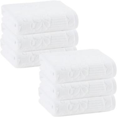 Imagem de Kit 6 Toalhas De Lavabo Buddemeyer Lollipop Veludo Branca 30x50cm