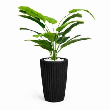 Imagem de Planta Artificial Bananeira com Vaso Coluna Romana 75cm Decoração Interna(Preto)