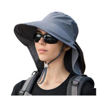 Imagem de Chapéu De Sol Feminino Com Aba Larga, Proteção UV, Ideal Para Pesca E 
