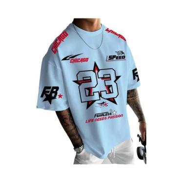 Imagem de Camiseta Masculina Casual De Verão Chicago Preta, Vermelha E Branca Co