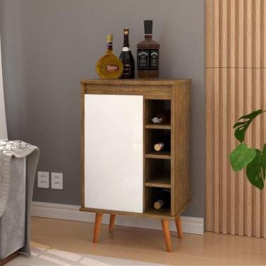 Imagem de Aparador Buffet Adega Madri com Porta Pés Palito Retrô - Freijó com Of