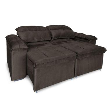 Imagem de Sofá Retrátil E Reclinável 3 Lugares Verona 2,00m - élpis Móveis Veludo Marrom