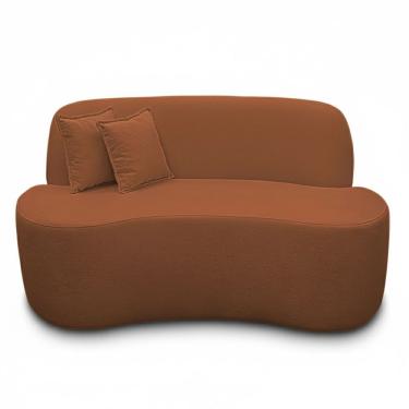 Imagem de Sofá Ondulado Orgânico Pequeno 2 Lugares Sala Bouclé bouclé Terracota