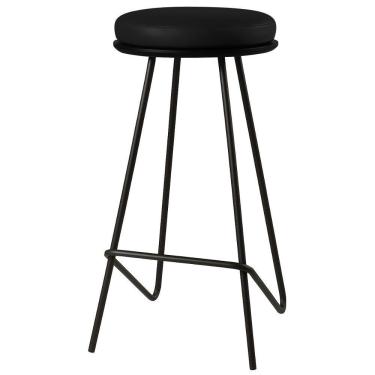 Imagem de Banqueta Canastra Couro Preto Em Metal Preto