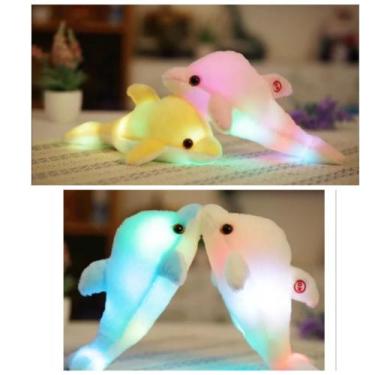 Imagem de Bicho Pelúcia Golfinho Com Luz Led Luminoso 32 Cm  - Child Toy, Branco