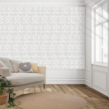 Imagem de Papel de Parede Decoração Tijolinho Branco 3D 1 ROLO 5 METROS Adesivo 