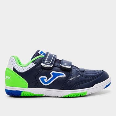 Imagem de Chuteira Infantil Futsal Joma Top Flex, Marinho, Verde, 30