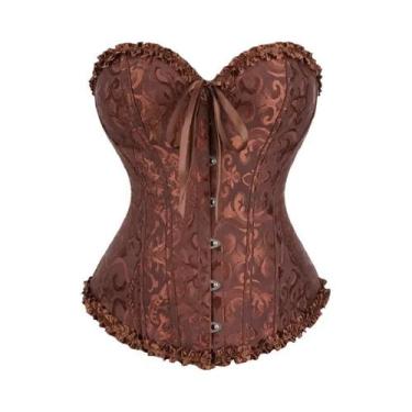 Imagem de Corset Feminino Vitoriano Gótico Com Renda Floral Jacquard, Estilo Bus
