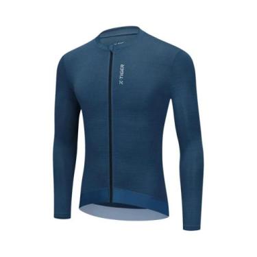 Imagem de Camisa Masculina De Ciclismo De Manga Comprida Com Zíper, Ajuste Fino,