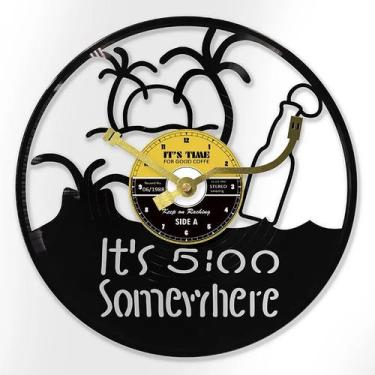 Imagem de Relógio de parede Tropical Palm Tree Vinyl Disc 30 cm com moldura de m