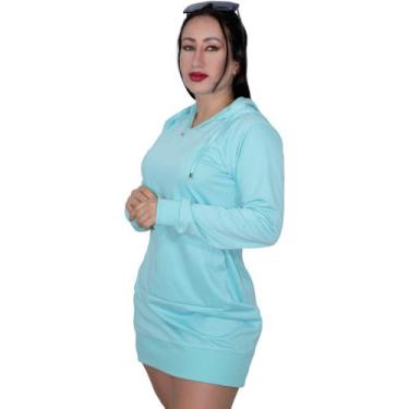 Imagem de Vestido Blusa Blogueira Com Capuz e Bolso - Carolina Wuyk, Turquesa, G