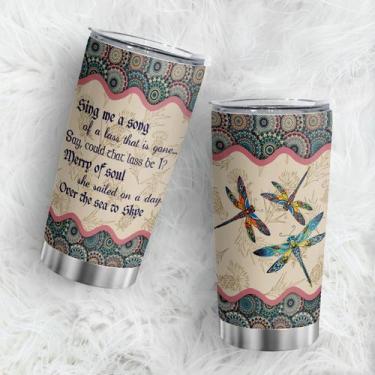 Imagem de Caneca de viagem Oasisdream Tumbler de aço inoxidável 600mL com tampa