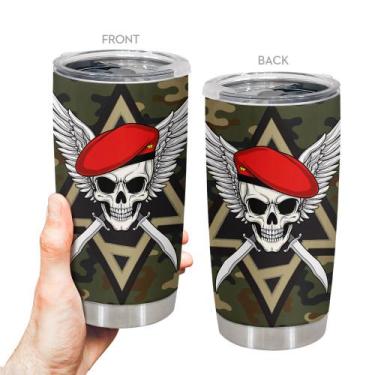 Imagem de Copo de viagem Oasisdream 600ml em aço inoxidável com estampa de cavei