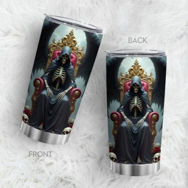 Imagem de Caneca de viagem Oasisdream Tumbler 600 ml com estampa de caveira