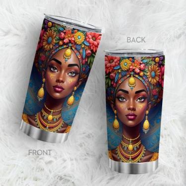 Imagem de Copo de viagem, caneca de café Oasisdream, 600 ml com estampa feminina