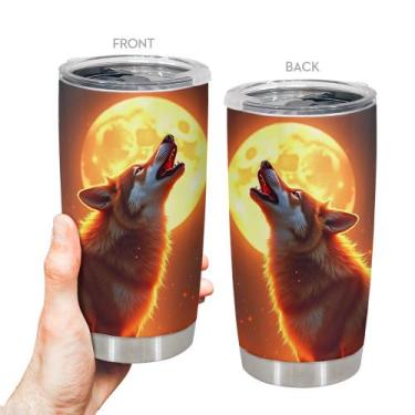 Imagem de Caneca de café Tumbler Oasisdream 600ml com estampa de lobo