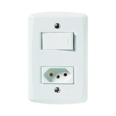 Imagem de Conjunto Interruptor Simples + Tomada 10a - Linha Lux2 - Tramontina
