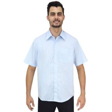 Imagem de Camisa social masculina manga curta - Demorgan Uniformes, Azul claro, 