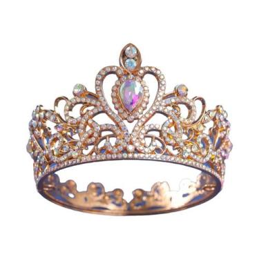 Imagem de Tiara De Casamento Barroca Redonda Para Noivas Rainha E Rei, Acessório