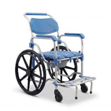 Imagem de Cadeira de Banho Com Rodas Grandes D65 Dellamed em Alumínio 4 em 1 Até