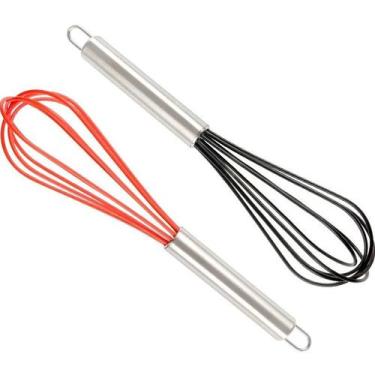 Imagem de Batedor Manual De Silicone De 10 Polegadas Com Cabo De Aço Inoxidável,