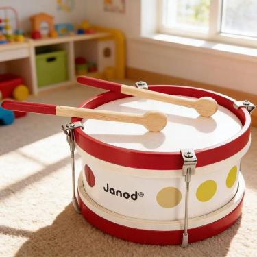 Imagem de Tambor Infantil Madeira Janod Meu Primeiro Instrumento Confetti Brinquedo Musical Didático